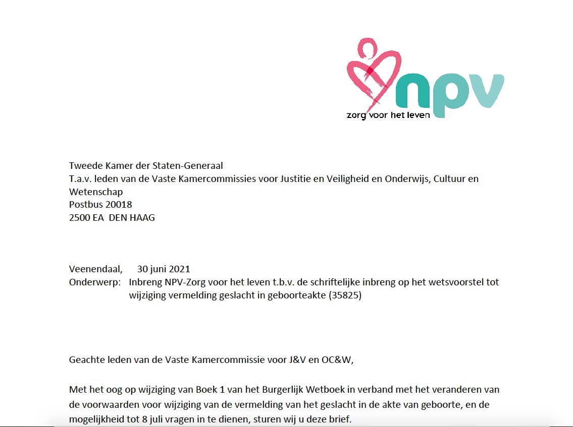 Lees meer over het artikel NPV bezorgd over aanpassing Transgenderwet, stuurt brief aan Kamer