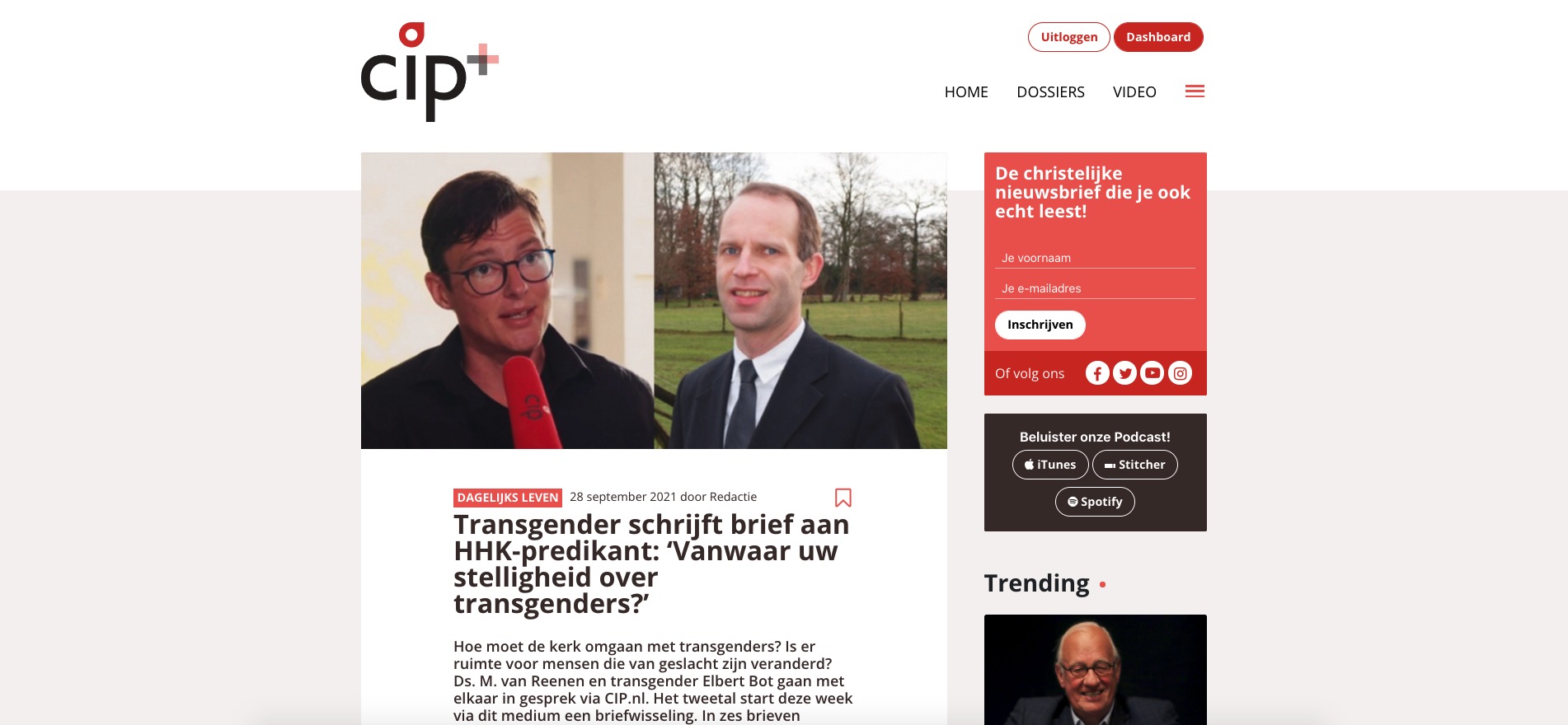 Lees meer over het artikel Briefwisseling op CIP.nl tussen een transgender en ds. M. van Reenen